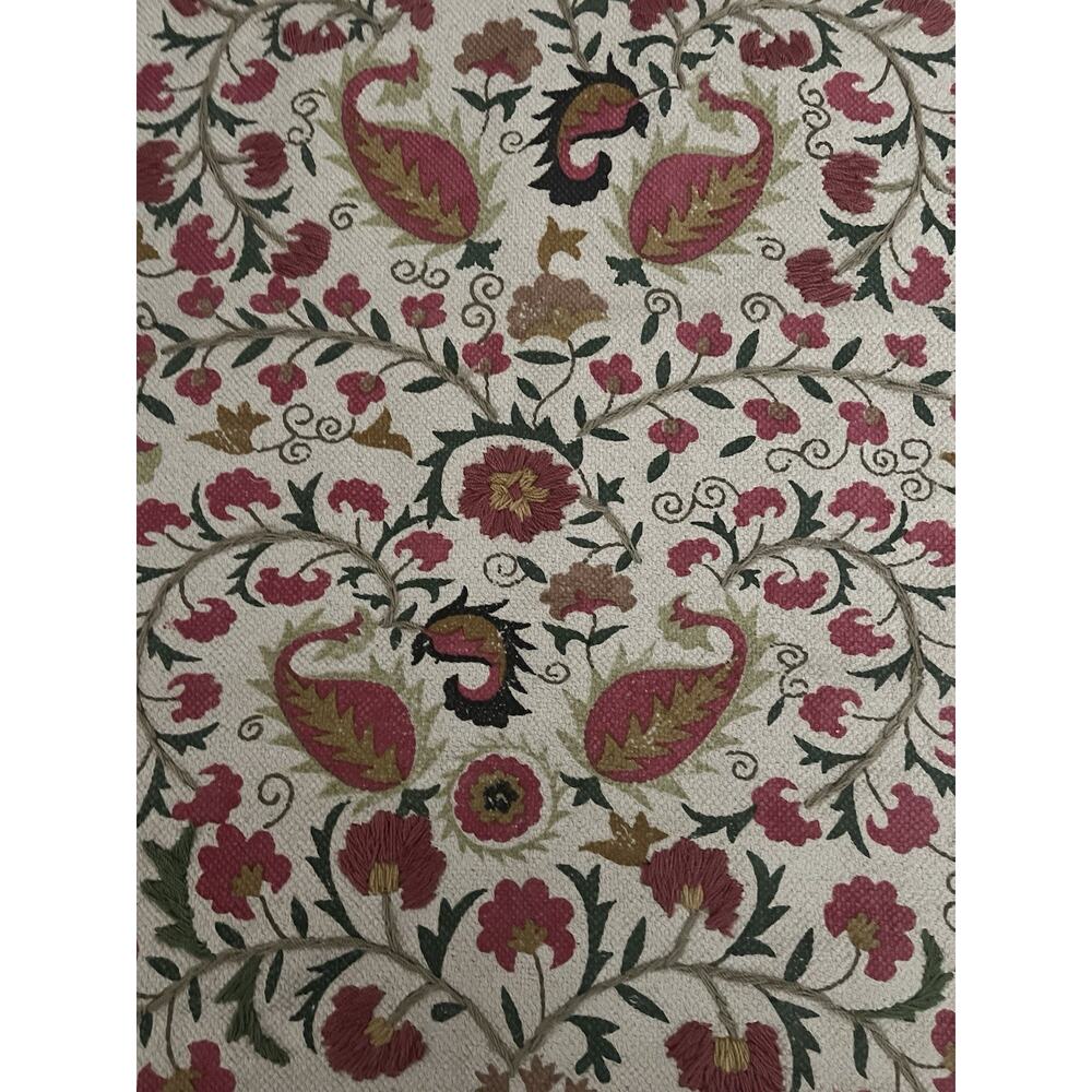 WORLD MARKET Kaza Floral Traditional Embroidered Cotton Handcrafted Area Rug 4x6 - Picture 8 of 11